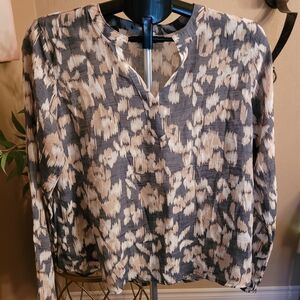 Women's Blouse in Gray, Tan and Cream